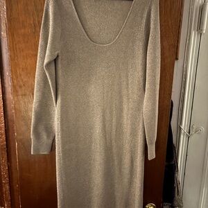 J. Crew Shimmering Long Sleeve Dress in Gold